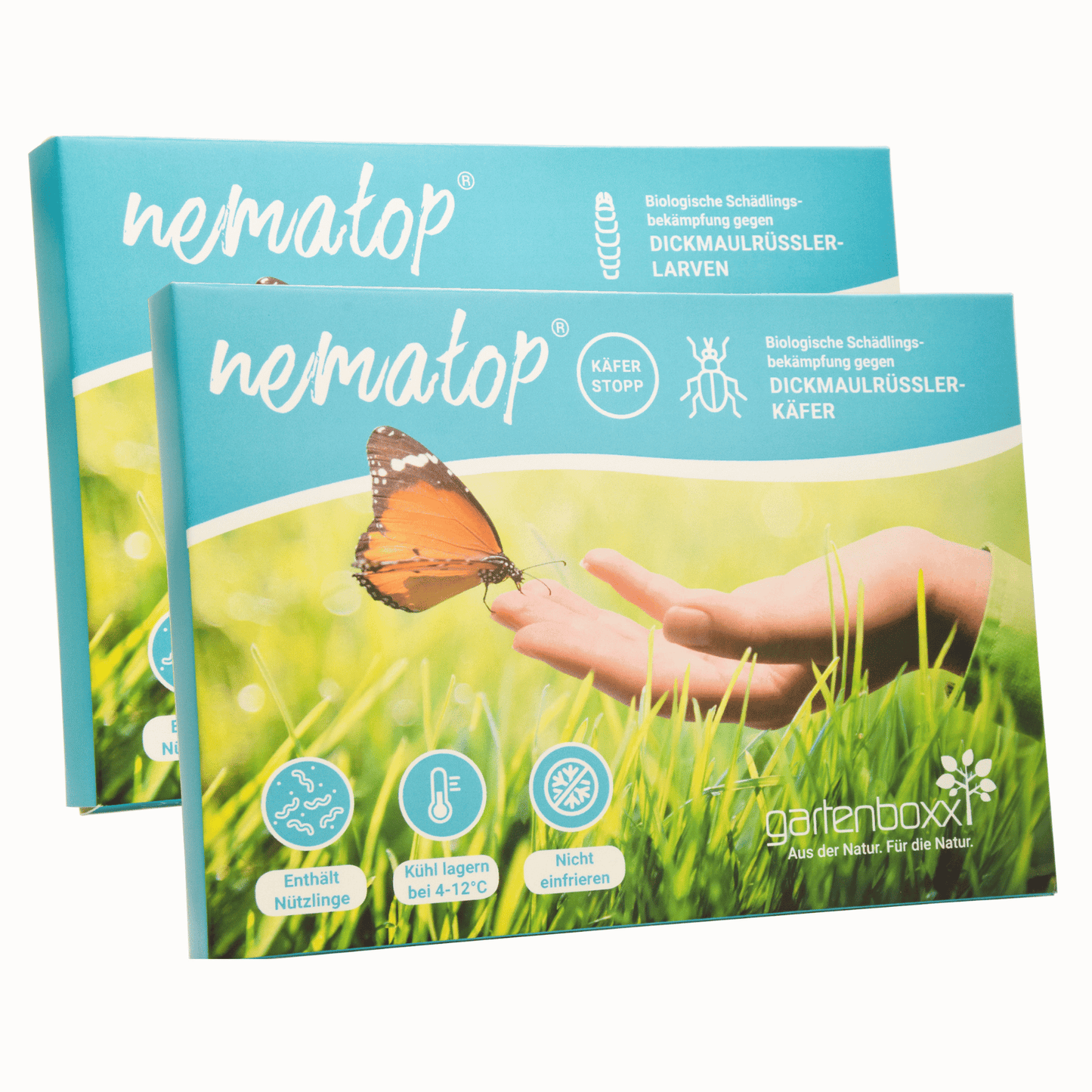 Nematop und nematop Käfer-Stopp geg. Dickmaulrüsslerlarven | Paket für 20m² - Pfl.Reg.Nr. 2730, 3278