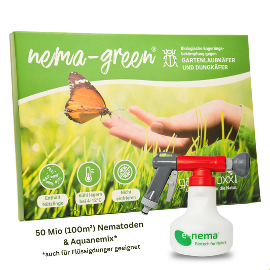 SET: Nema-Green Nematoden gegen Gartenlaubkäfer - Pfl.Reg.Nr. 3518 PLUS Aquanemix