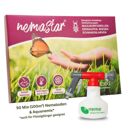 SET: Nemastar - Nematoden gegen Maulwurfsgrille und Wiesenschnake - Pfl.Reg.Nr. 2969 PLUS Aquanemix